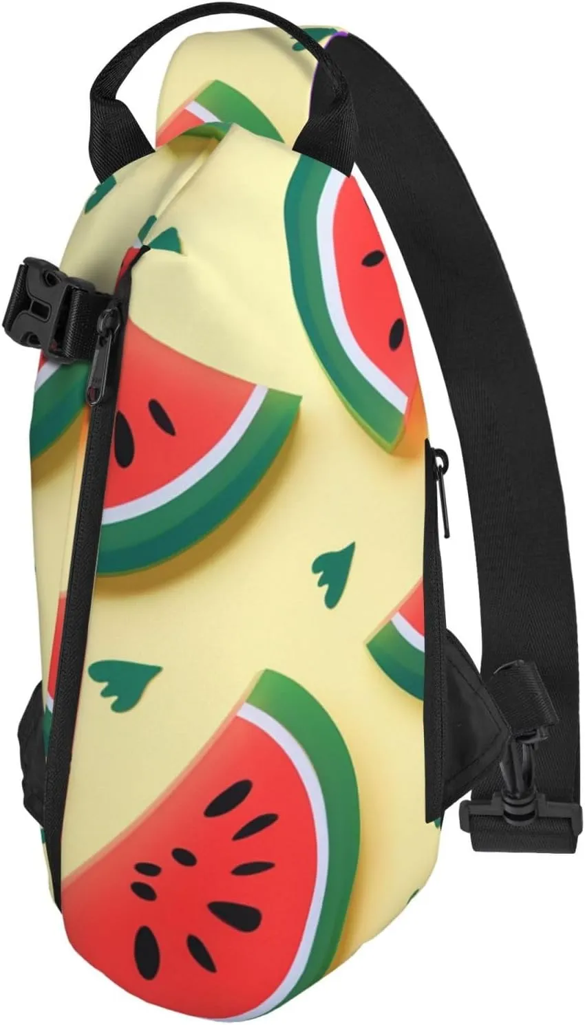 Sling Bag for Women Men Shoulder Bag Universe Landscape Painting Chest Bag Travel Fanny Pack Lightweight Casual Daypack, Summer Watermelon, One Size