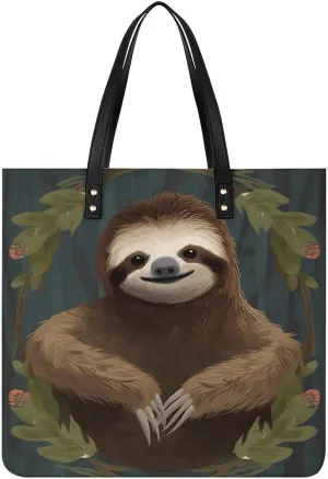 Sloth Tote Bag Durable Water-Resistant Handbags Lightweight Tote for Travel Work Book