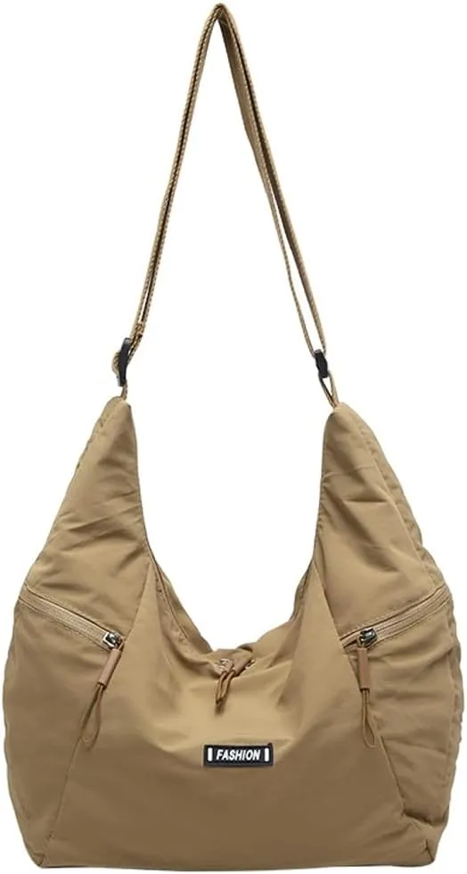 Slouchy Shoulder Bag for Women Casual Canvas Crossbody Tote Bag Large Working Handbag Dumpling Top Handle Purses