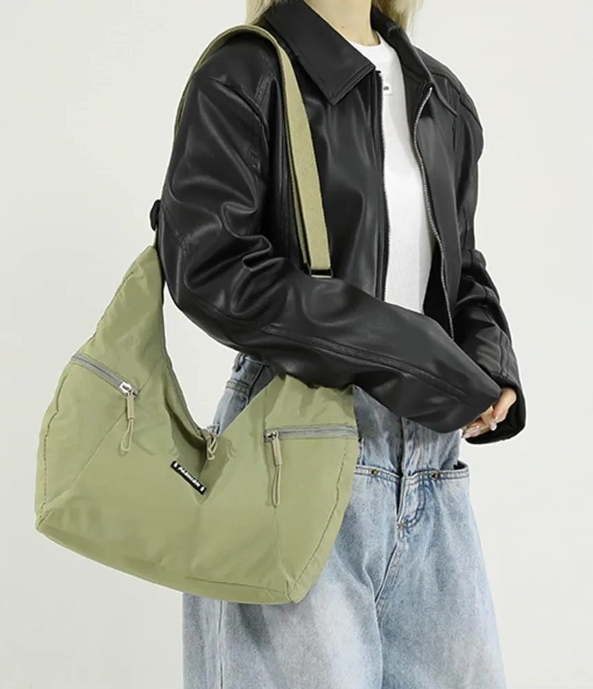 Slouchy Shoulder Bag for Women Casual Canvas Crossbody Tote Bag Large Working Handbag Dumpling Top Handle Purses