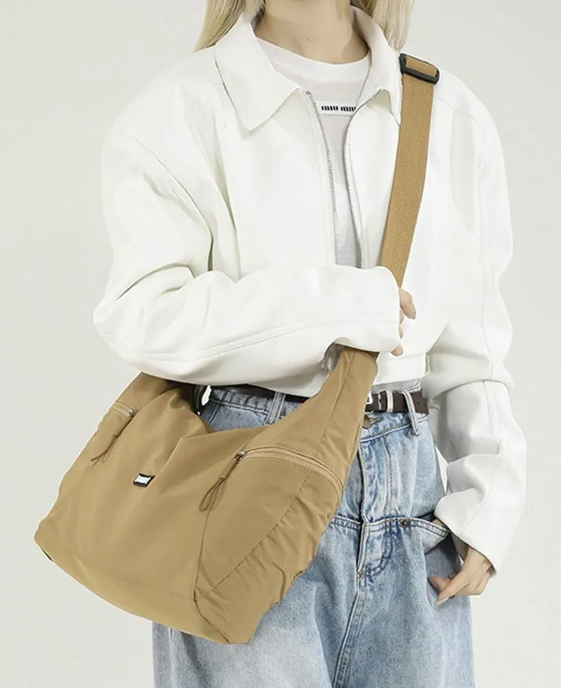 Slouchy Shoulder Bag for Women Casual Canvas Crossbody Tote Bag Large Working Handbag Dumpling Top Handle Purses