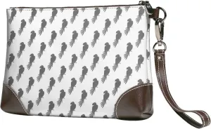 Small Clutch Purses for Women - Minimalist Cute Parrot Gray Leather Wristlet Wallets for Women with Wrist Strap