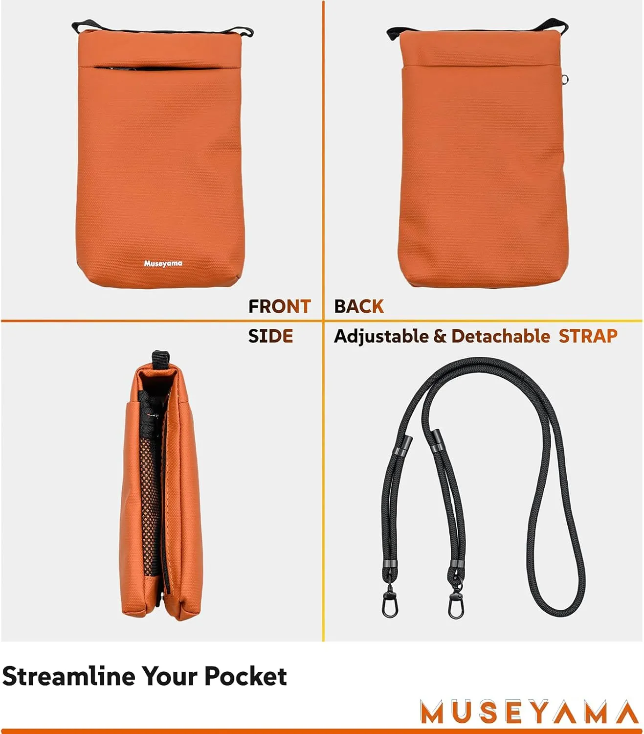 Small Crossbody Bag – Lightweight Foldable Water-Resistant Phone Purse with Adjustable/Detachable Strap