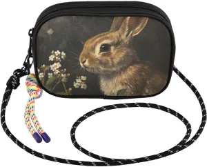 Small Crossbody Bags Rabbit Floral Gothic for Women Cell Phone Purses Shoulder Bag Handbag with Adjustable Strap