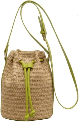 Small Crossbody Purses Women Y2k Beach Crochet Bucket Bags Drawstring Straw Bag Cute Bag