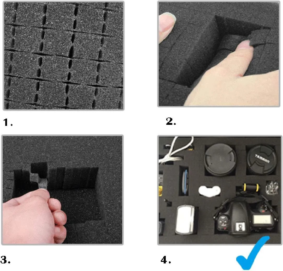 Small Hard Carrying Case with Pluck Foam Interior for iPhone, GoPro, Camera, and More- Outer Size 9.3 x 7.5 x 2 Inches, Black