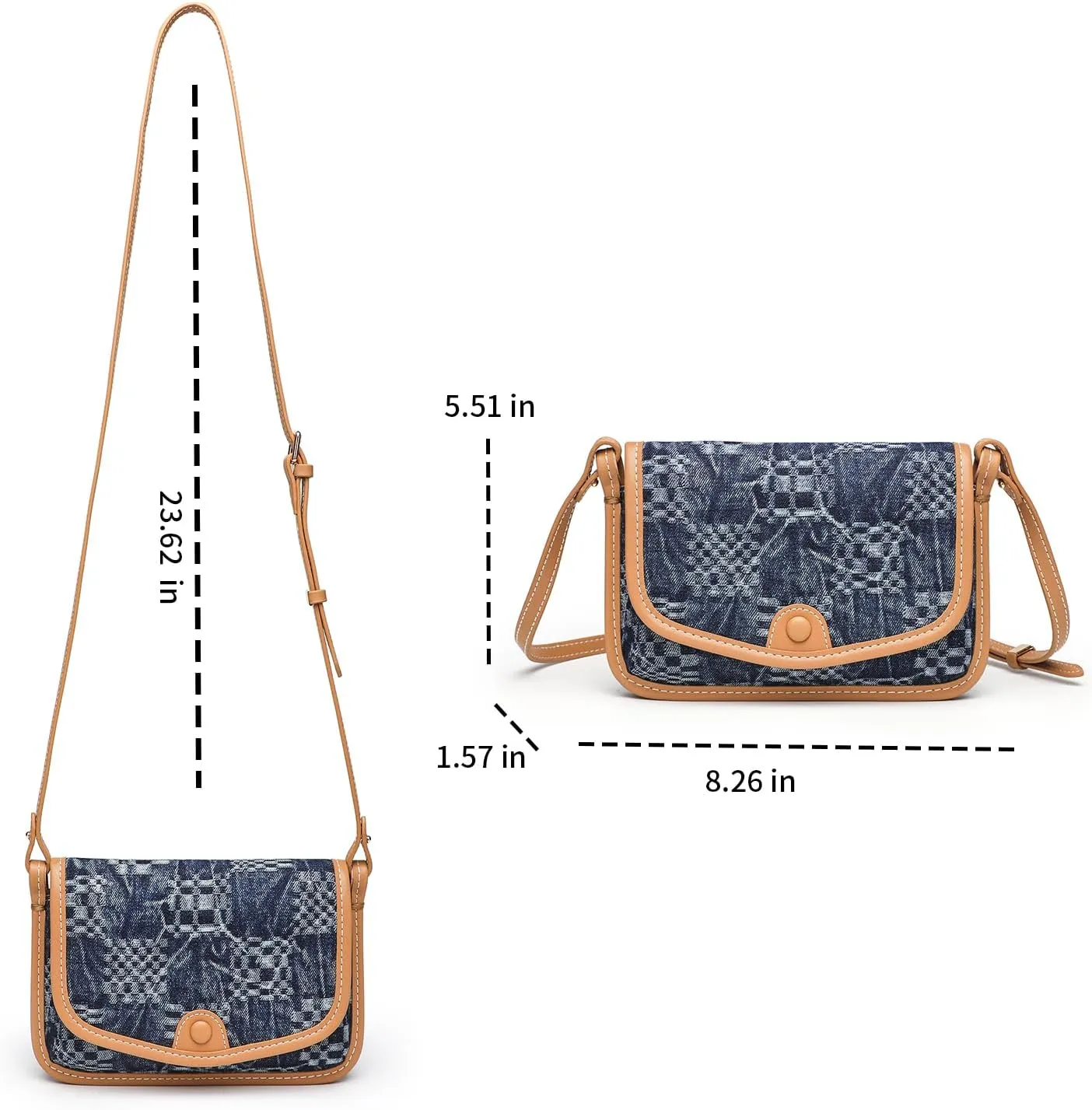 Small Jean Demi Purse Denim Crossbody Bags for Women Denim Handbag Cross Body Shoulder Bags Design for Woman