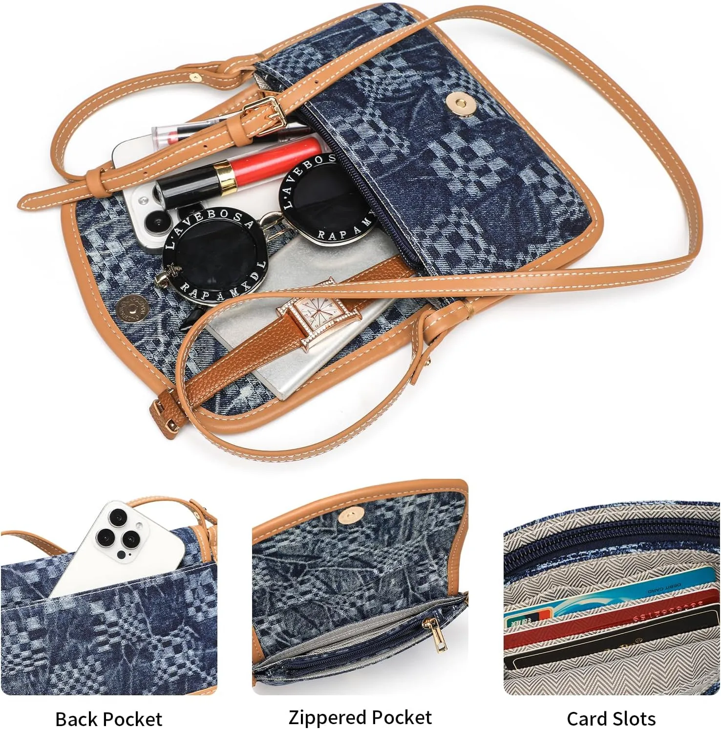 Small Jean Demi Purse Denim Crossbody Bags for Women Denim Handbag Cross Body Shoulder Bags Design for Woman