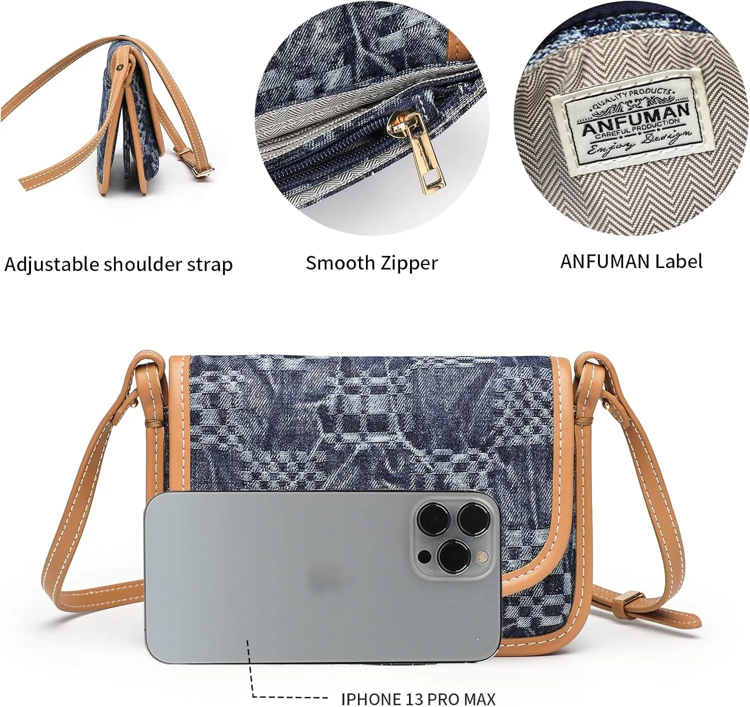 Small Jean Demi Purse Denim Crossbody Bags for Women Denim Handbag Cross Body Shoulder Bags Design for Woman