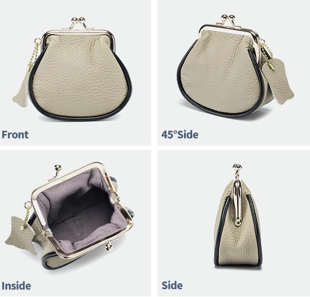 Small Kiss Lock Coin Change Purse Women Cute PU Leather RFID Wallets Crossbody Purses Kiss Clasp Wallet Cross Body Bag