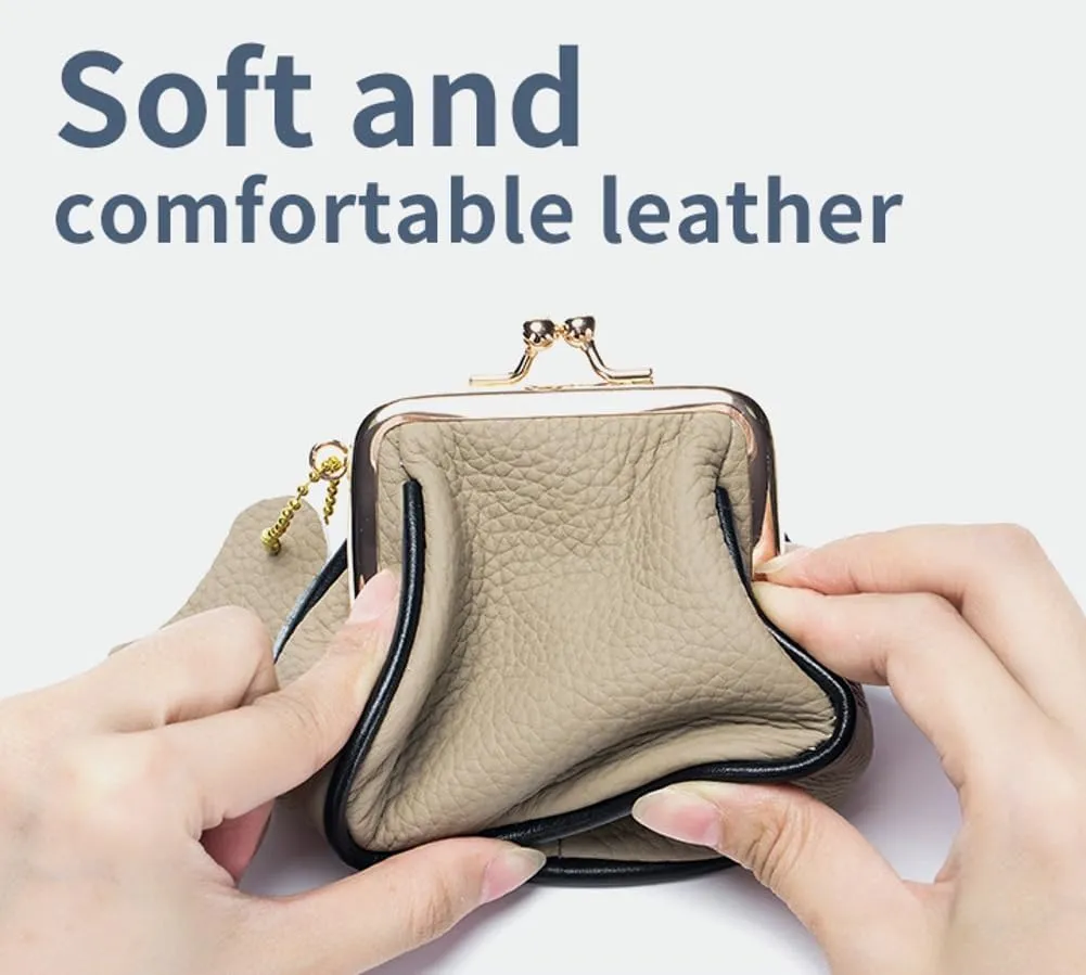 Small Kiss Lock Coin Change Purse Women Cute PU Leather RFID Wallets Crossbody Purses Kiss Clasp Wallet Cross Body Bag