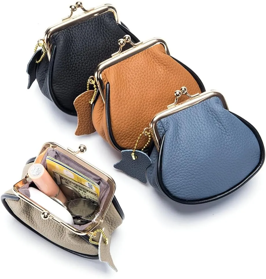 Small Kiss Lock Coin Change Purse Women Cute PU Leather RFID Wallets Crossbody Purses Kiss Clasp Wallet Cross Body Bag