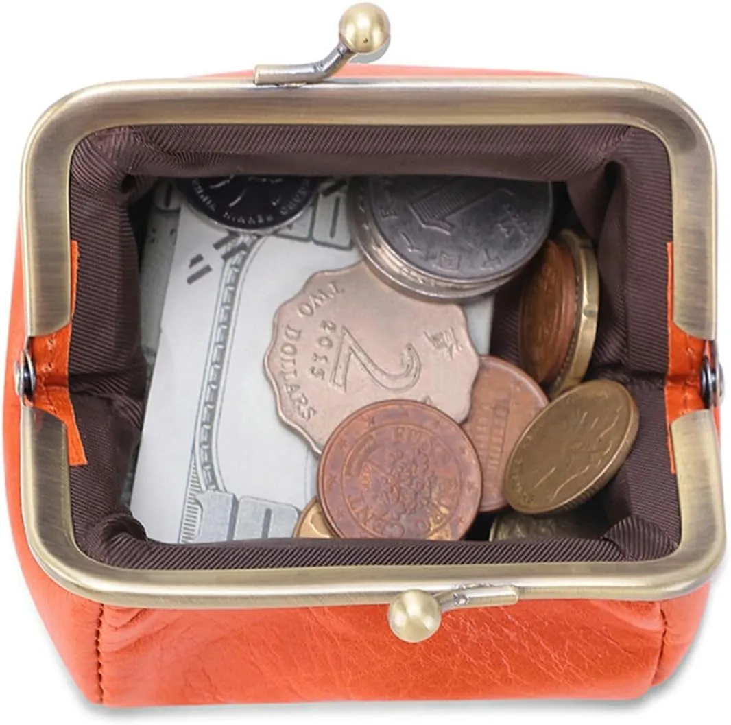 Small Kiss Lock Coin Change Purse Women PU Leather RFID Wallets Cross Body Bag Cute Crossbody Purses Kiss Clasp Wallet