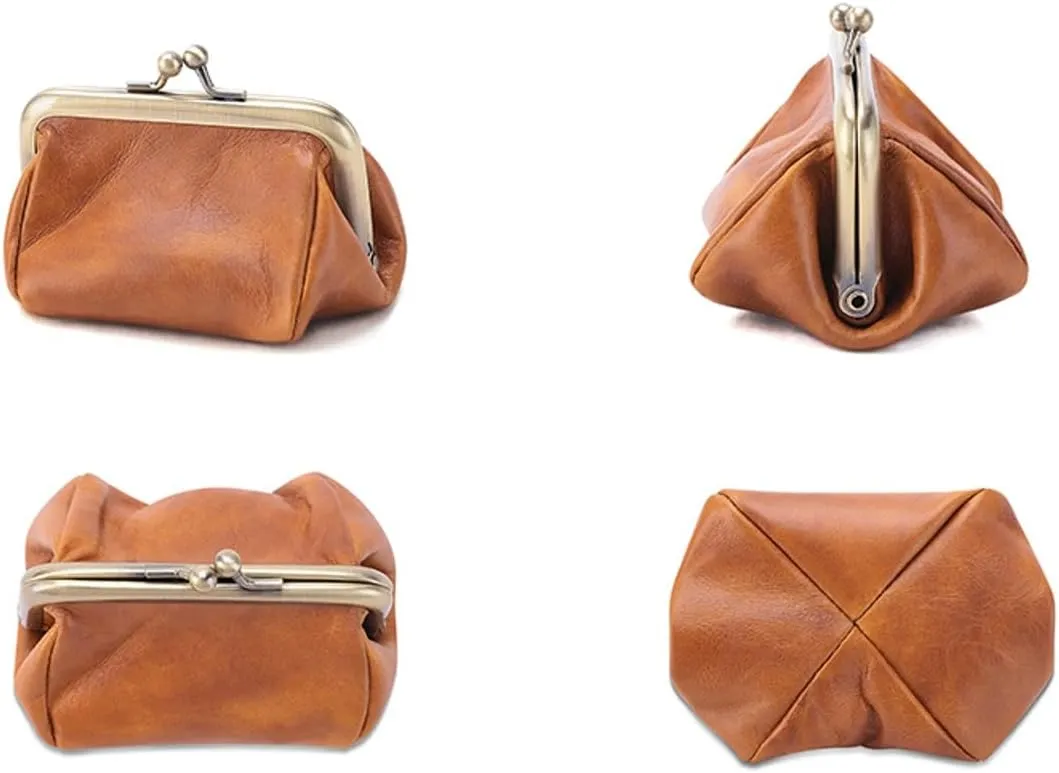 Small Kiss Lock Coin Change Purse Women PU Leather RFID Wallets Cross Body Bag Cute Crossbody Purses Kiss Clasp Wallet