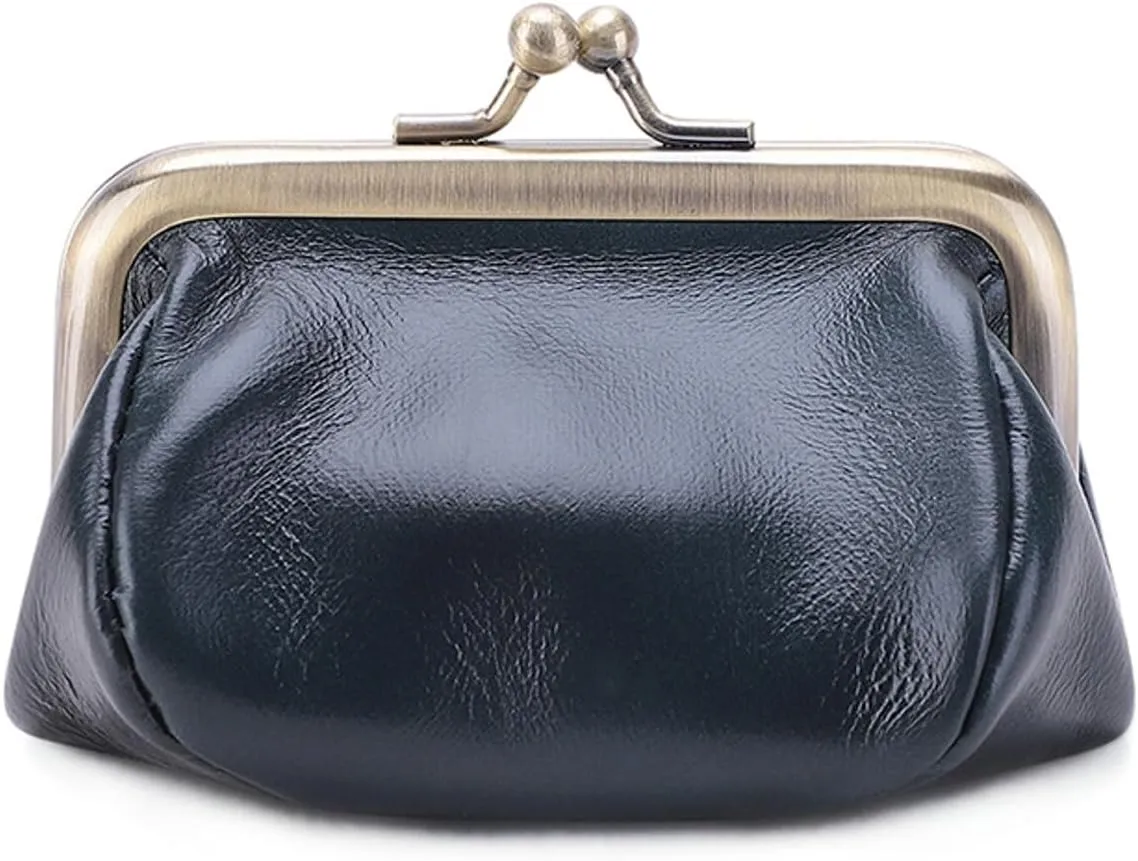 Small Kiss Lock Coin Change Purse Women PU Leather RFID Wallets Cross Body Bag Cute Crossbody Purses Kiss Clasp Wallet