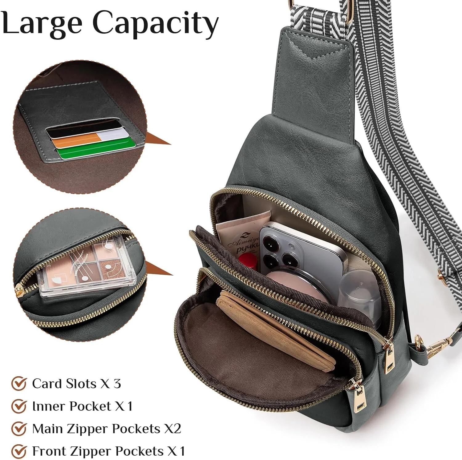 Small Leather Sling Bags for Women Fashion Crossbody Backpack Purse Sling Crossbody Bgas