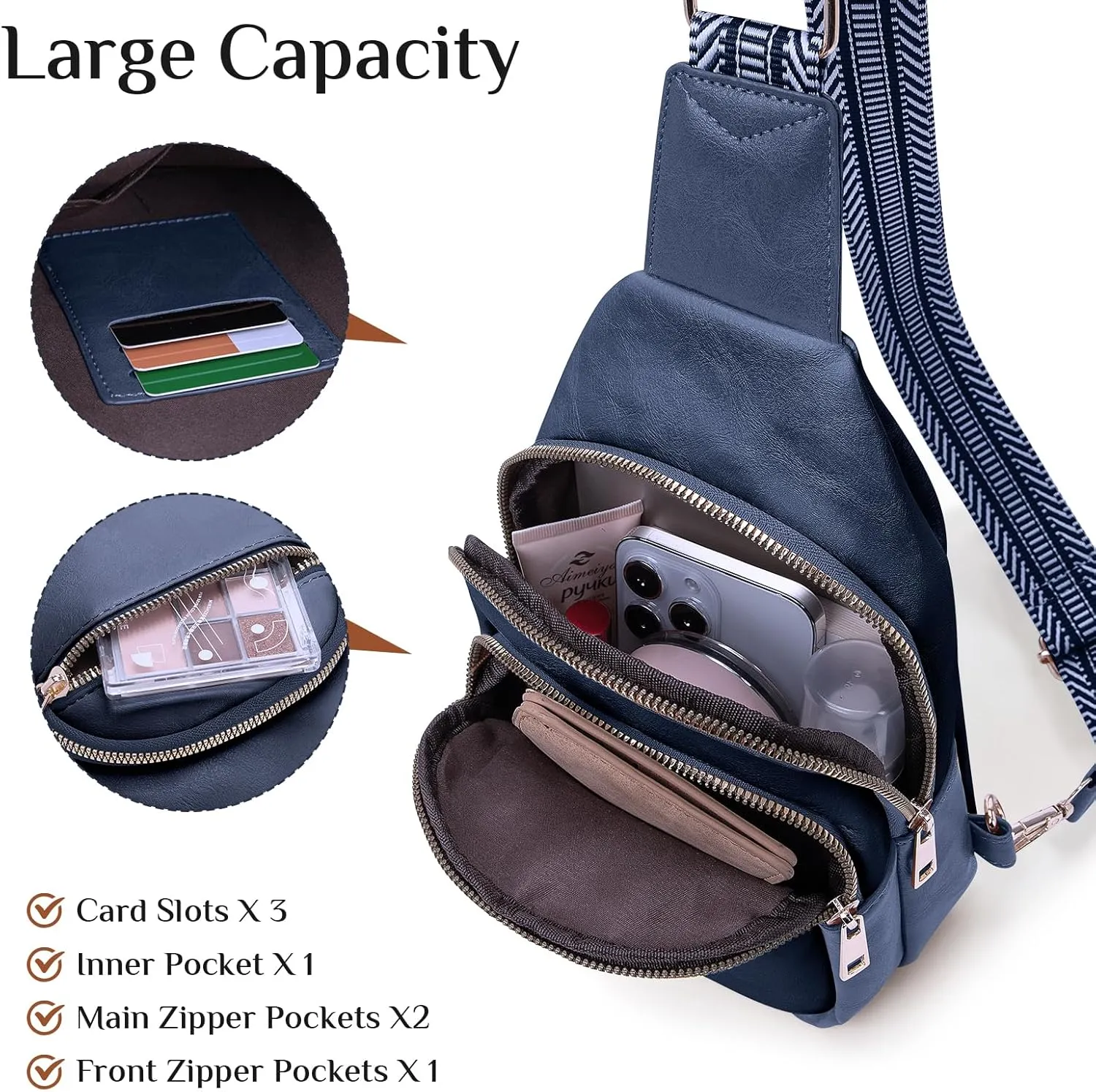 Small Leather Sling Bags for Women Fashion Crossbody Backpack Purse Sling Crossbody Bgas
