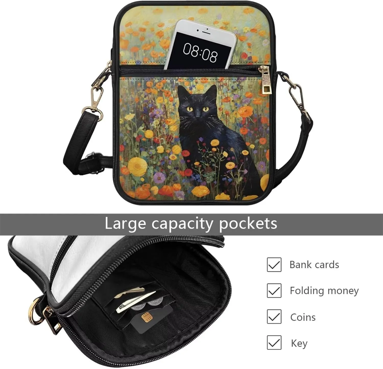 Small Messenger Bag with Adjustable Strap for Women Travel Hiking