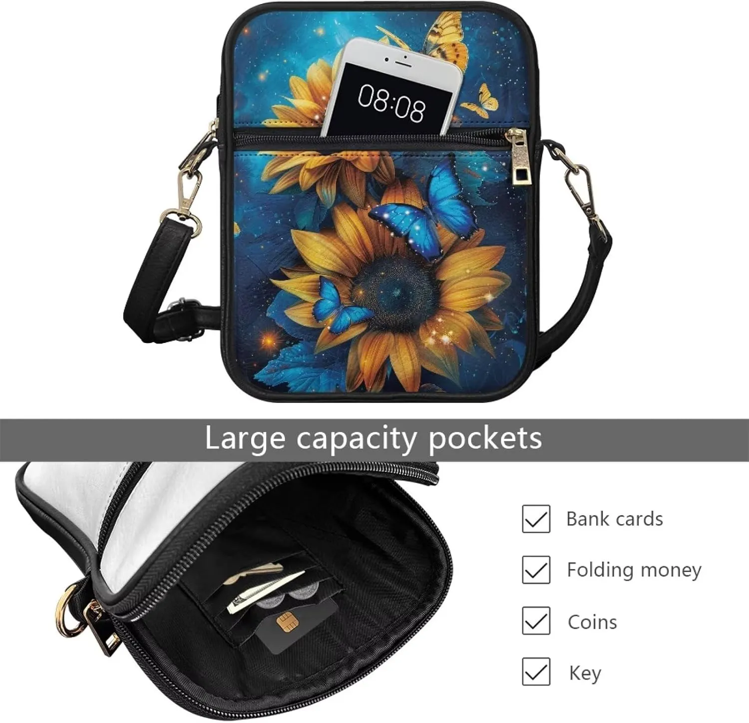 Small Messenger Bag with Adjustable Strap for Women Travel Hiking
