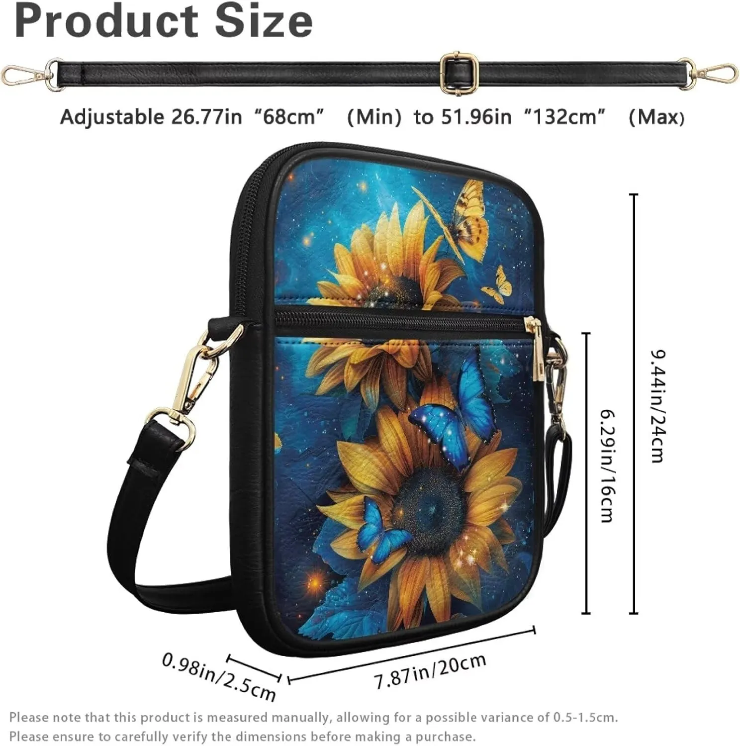 Small Messenger Bag with Adjustable Strap for Women Travel Hiking