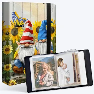 Small Photo Album 5x7 with Strong Elastic Band, 60-Page Album Holds 120 Photos PU Leather Album Cover Art Presentation Folder Picture Book Storage for Wedding Family Pets, Dwarf Garden
