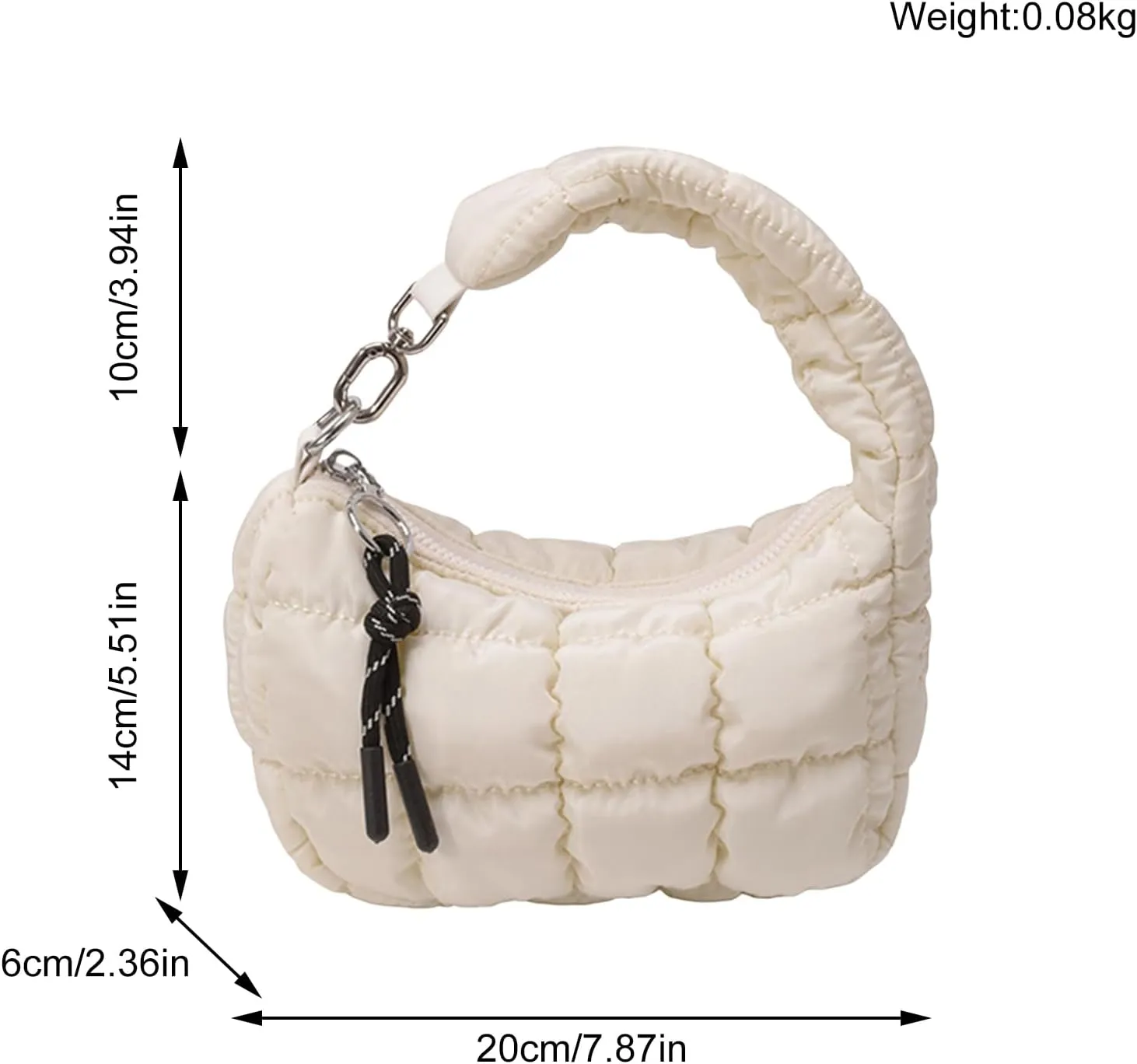 Small Puffer Purse, Mini Puffer Bag Wristlet Purses for Women Office Shopping, Lightweight Nylon Quilted Bag Gift