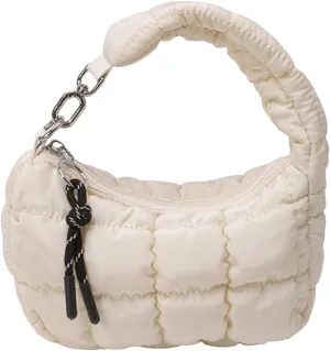 Small Puffer Purse, Mini Puffer Bag Wristlet Purses for Women Office Shopping, Lightweight Nylon Quilted Bag Gift