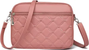 Small Quilted Crossbody for Women purse,vegan leather Multi-layer Shoulder Handbag with Adjustable strap