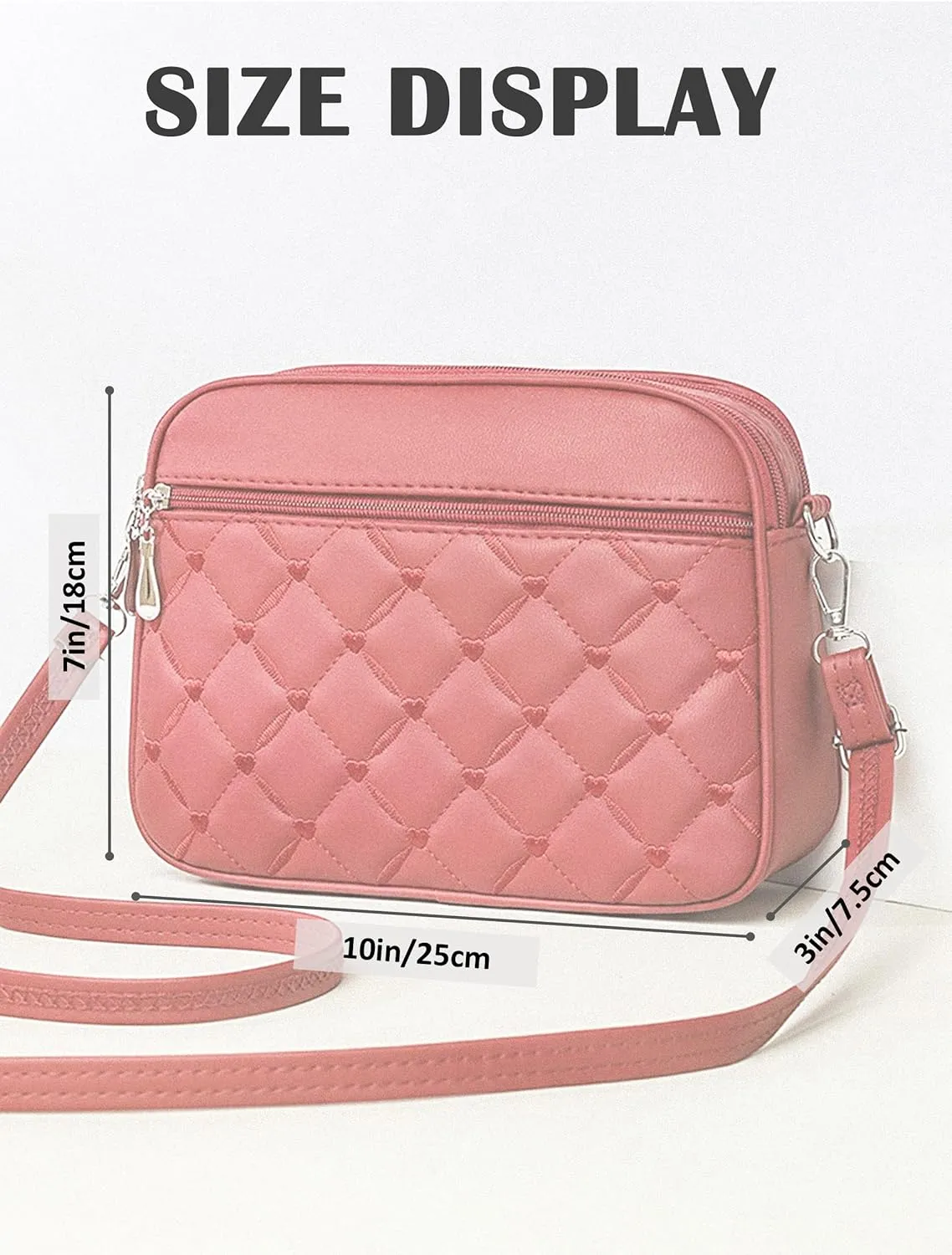 Small Quilted Crossbody for Women purse,vegan leather Multi-layer Shoulder Handbag with Adjustable strap