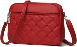 Small Quilted Crossbody for Women purse,vegan leather Multi-layer Shoulder Handbag with Adjustable strap