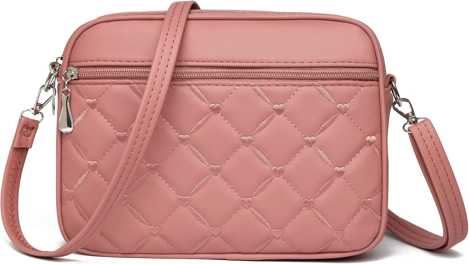Small Quilted Crossbody for Women purse,vegan leather Multi-layer Shoulder Handbag with Adjustable strap