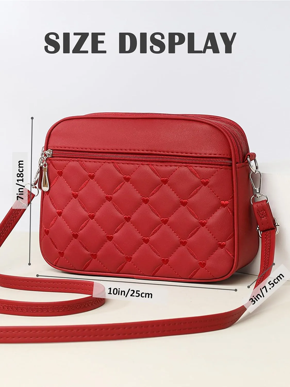 Small Quilted Crossbody for Women purse,vegan leather Multi-layer Shoulder Handbag with Adjustable strap