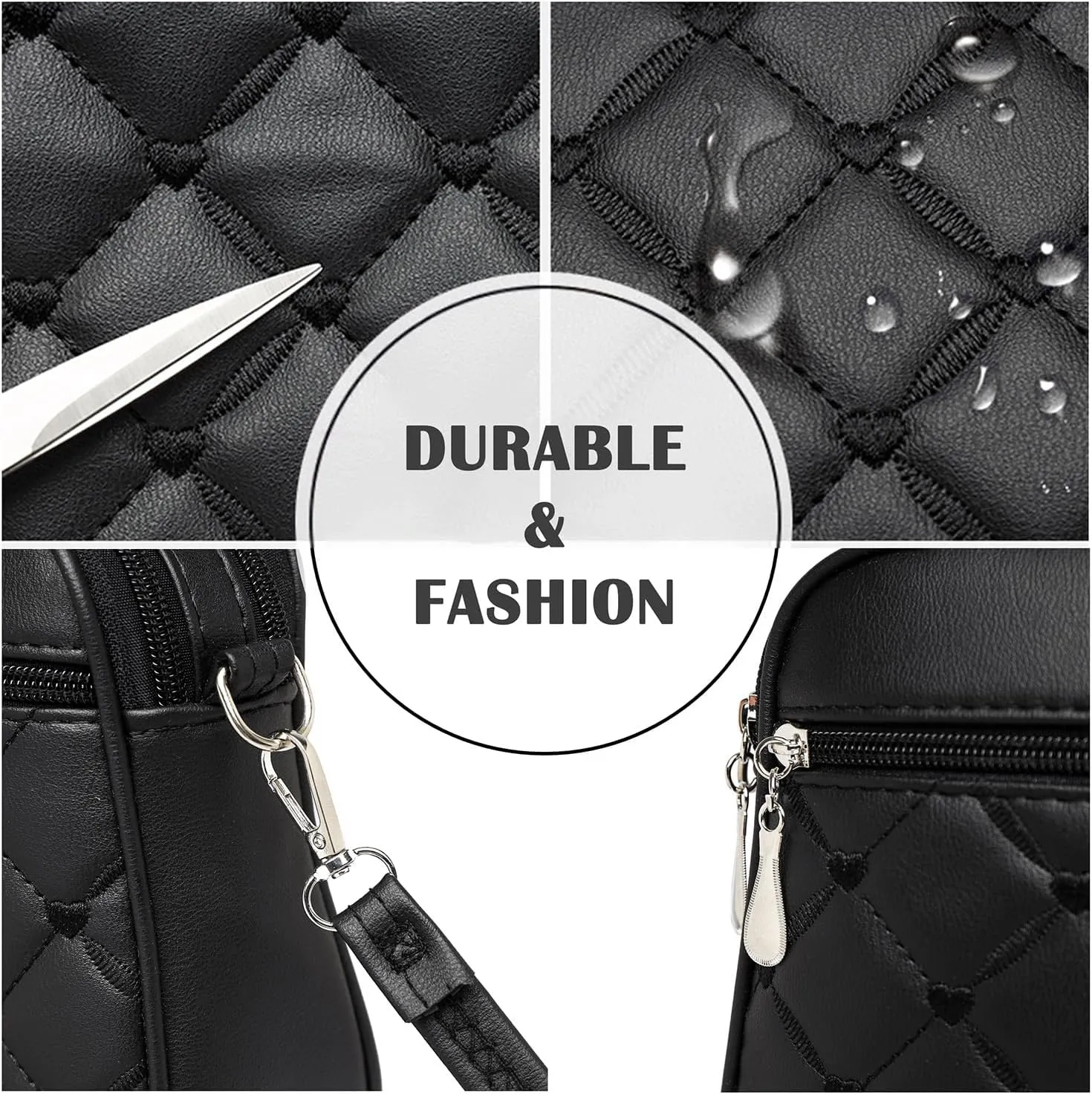 Small Quilted Crossbody for Women purse,vegan leather Multi-layer Shoulder Handbag with Adjustable strap