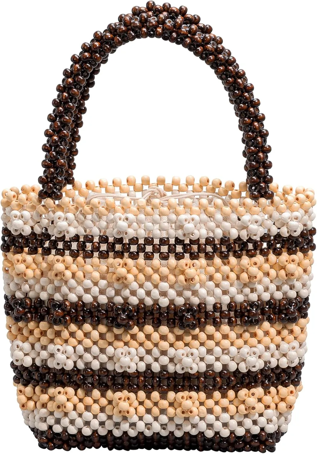 Small Tote Bag Wooden Bead Bag Woven Handbag Clutch Purses for Women