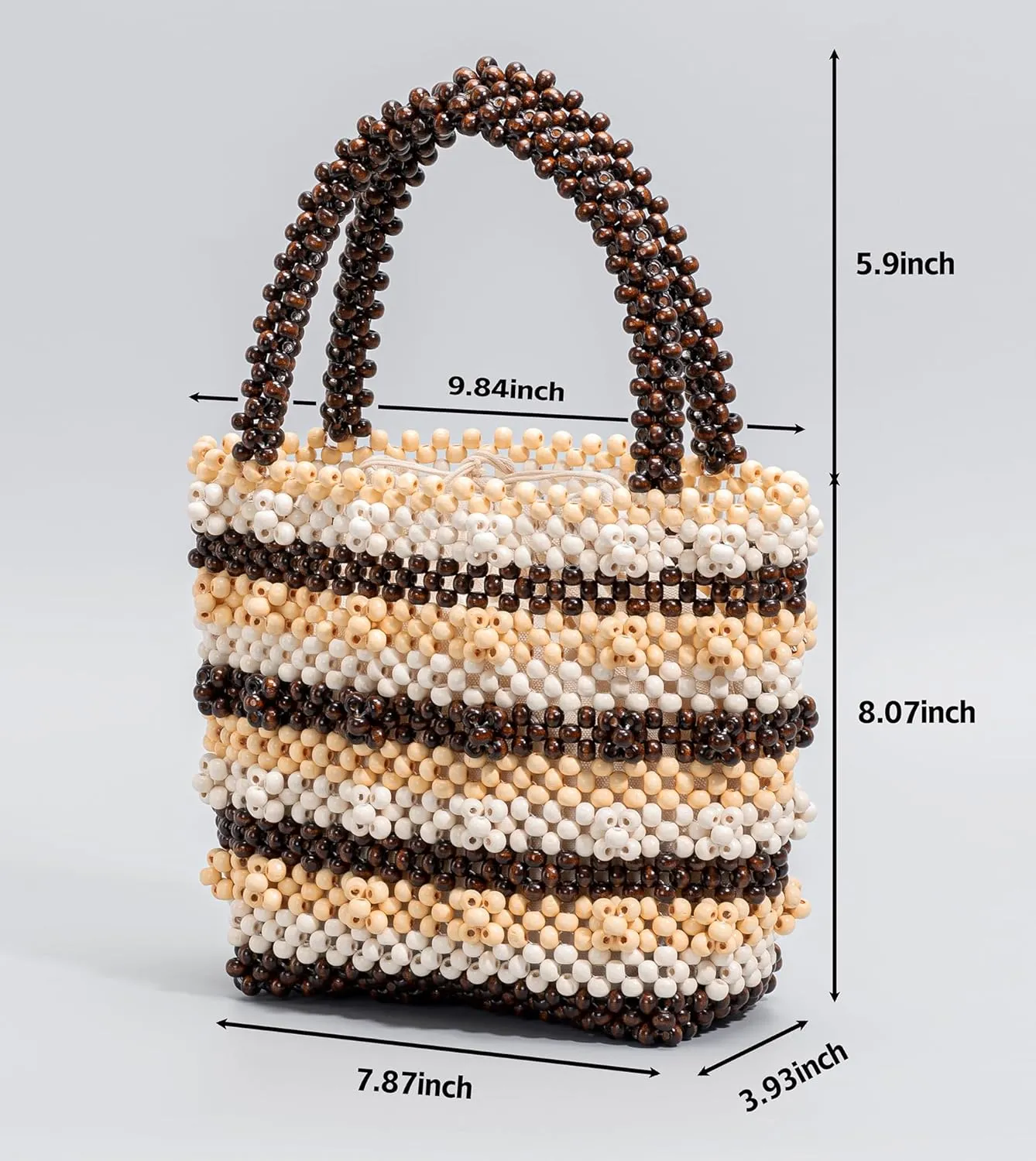 Small Tote Bag Wooden Bead Bag Woven Handbag Clutch Purses for Women
