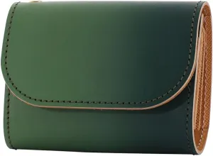 Small Wallet Japanese traditional genuine leather Gradient Dyeing - for Men & Women Minimalist Slim Card holder Coin purse Made In Kyoto,Japan (Green)