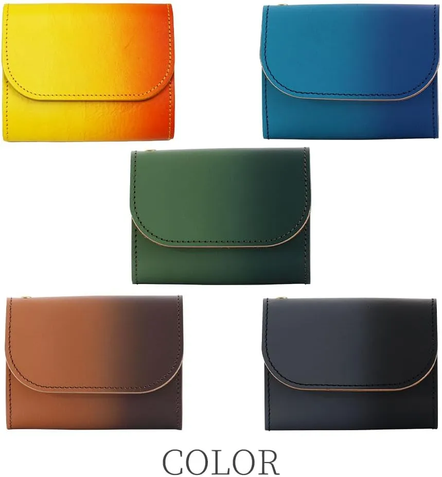 Small Wallet Japanese traditional genuine leather Gradient Dyeing - for Men & Women Minimalist Slim Card holder Coin purse Made In Kyoto,Japan (Green)