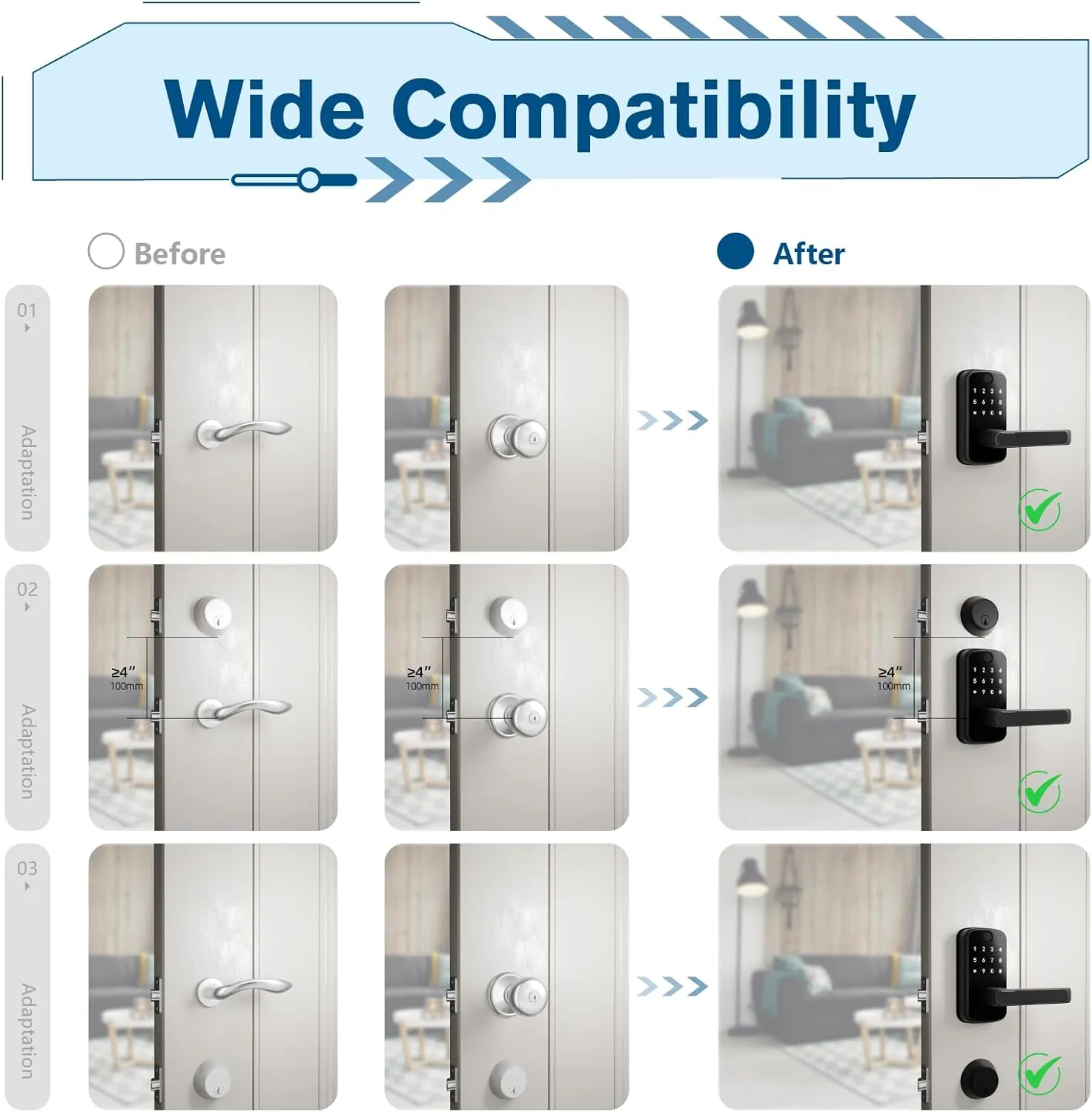 Smart Door Lock with Fingerprint - Keyless Entry Handle - App Controlled Digital Lock for Front Door, Garage, Home, Office, Rental