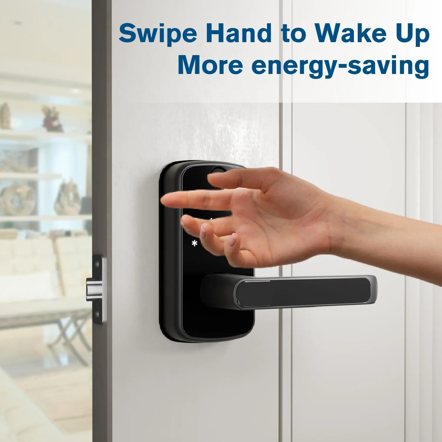 Smart Door Lock with Fingerprint - Keyless Entry Handle - App Controlled Digital Lock for Front Door, Garage, Home, Office, Rental