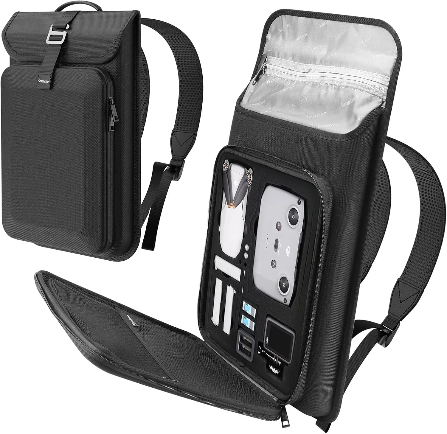 Smatree Waterproof Carrying Backpack for DJI Mini 2/1, Hard Shell Travel Bag for DJI Mini Drone Accessories and Gopro 13/12/11/10/9/8/7/6/5(Only Backpack)