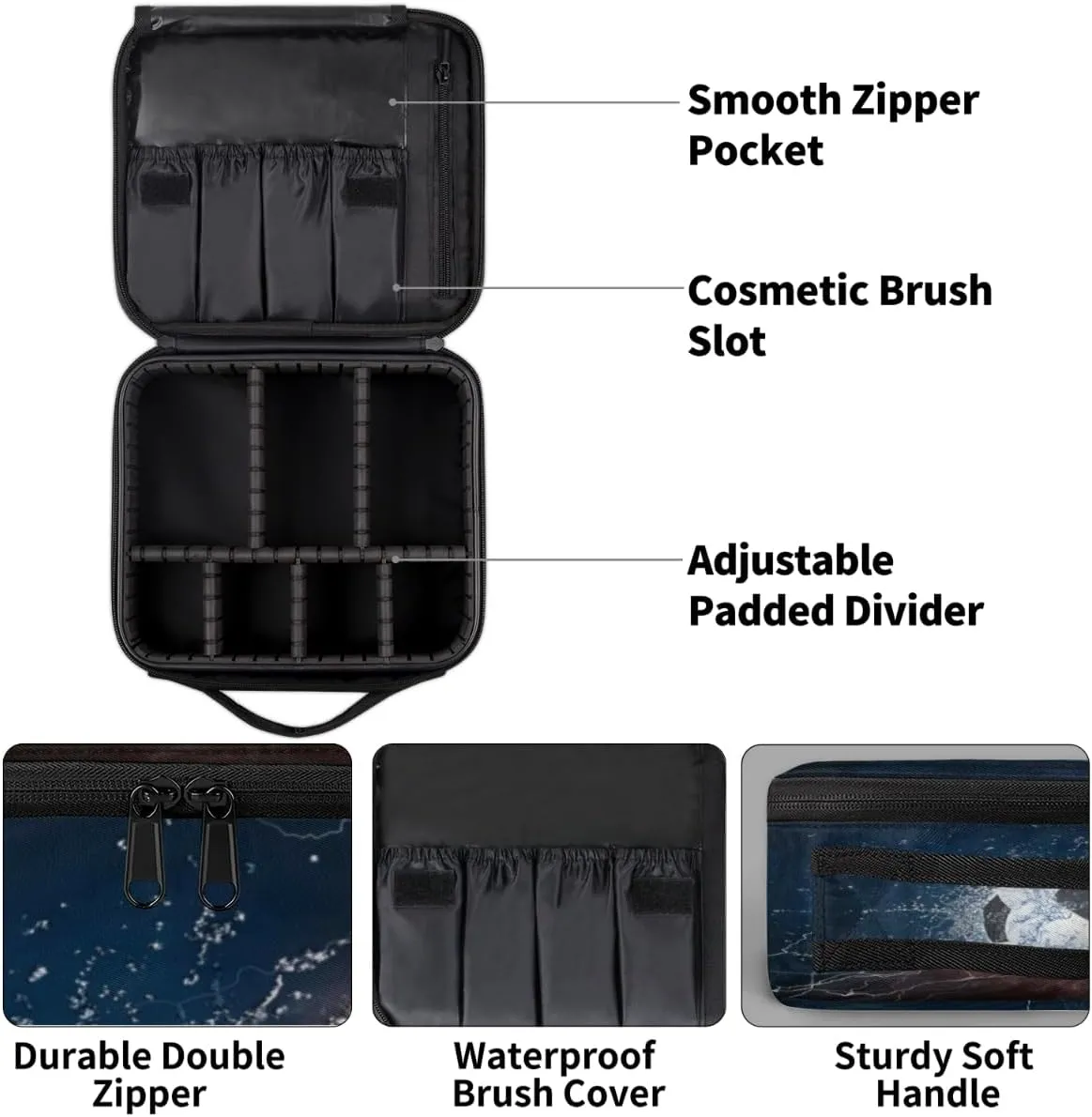 Soccer Makeup Train Case Travel Makeup Bag Professional Cosmetic Organizer Portable Storage Box with Adjustable Dividers for Cosmetics Makeup Brushes Toiletry