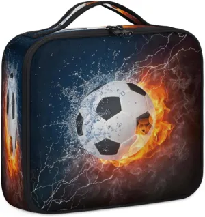 Soccer Makeup Train Case Travel Makeup Bag Professional Cosmetic Organizer Portable Storage Box with Adjustable Dividers for Cosmetics Makeup Brushes Toiletry