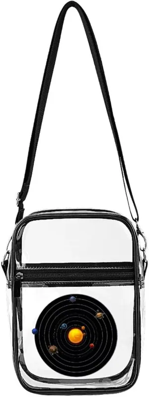 Solar System Planets Clear Purse Stadium Crossbody Bags with Adjustable and Removable Strap Shoulder Handbags