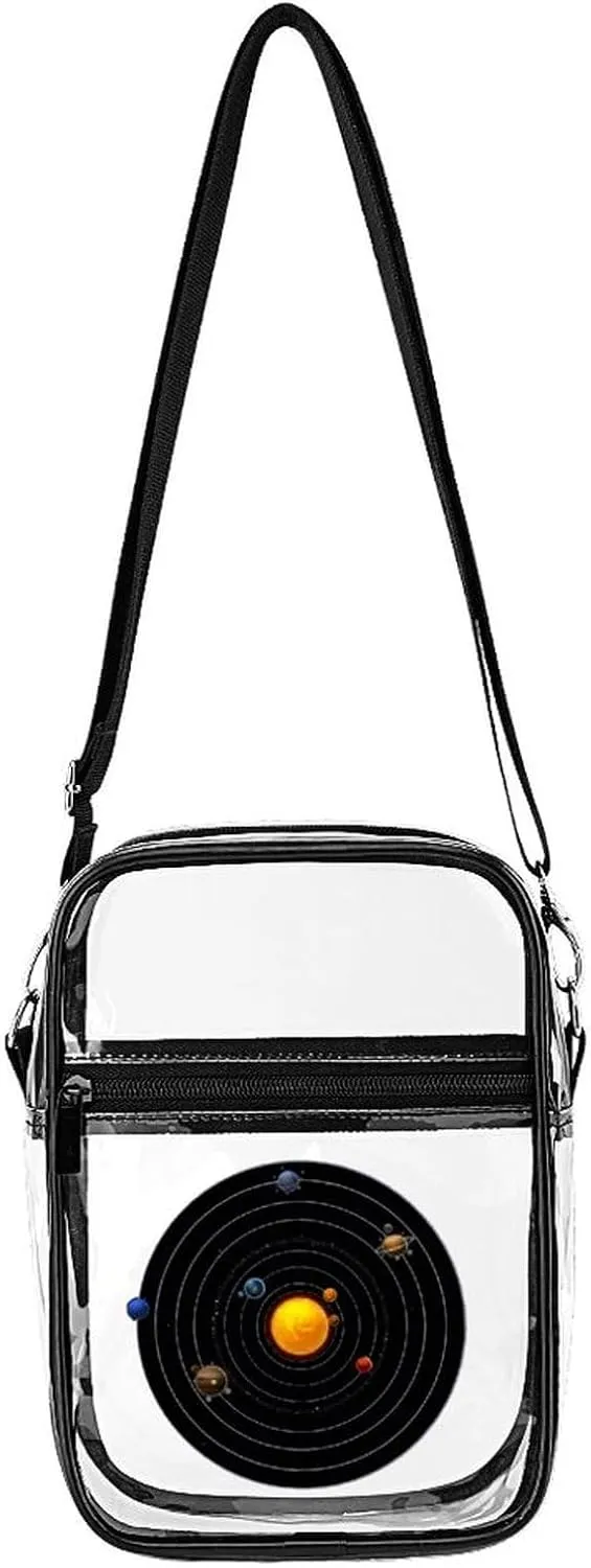 Solar System Planets Clear Purse Stadium Crossbody Bags with Adjustable and Removable Strap Shoulder Handbags