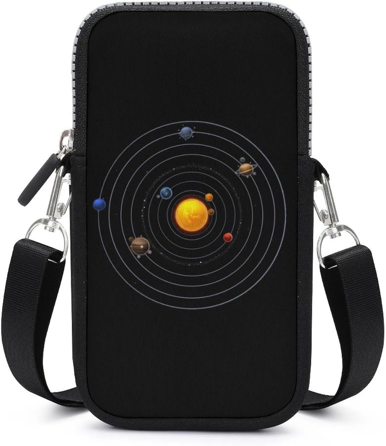 Solar System Planets Small Cell Phone Purse Crossbody Waterproof Mini Bag Wallet with Adjustable Strap