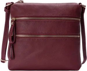 Solene Small Multi Zipper Pocket Crossbody Bag with Adjustable Strap, Lightweight Travel Purse, Daily Small Messenger Pouch