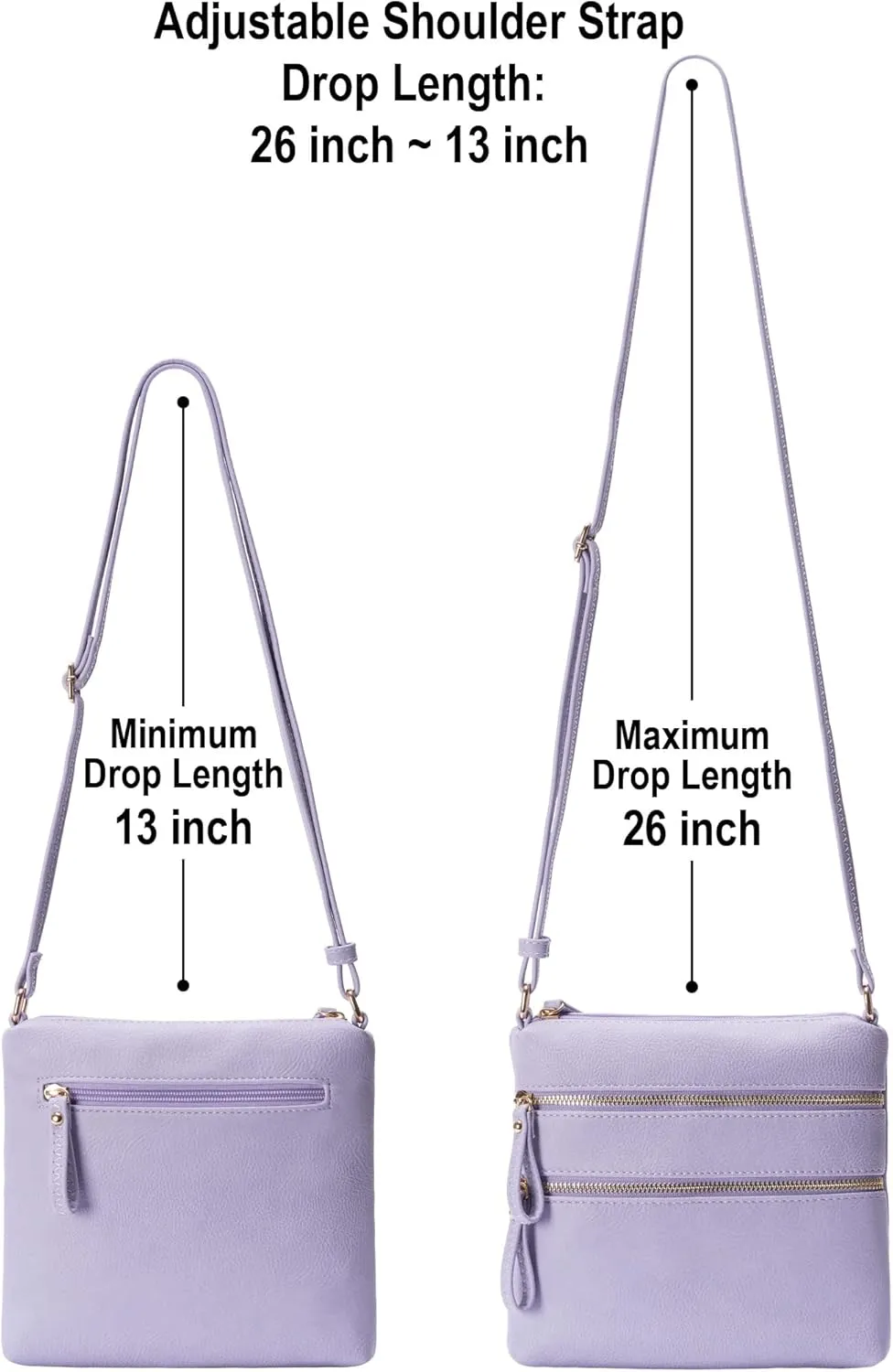 Solene Small Multi Zipper Pocket Crossbody Bag with Adjustable Strap, Lightweight Travel Purse, Daily Small Messenger Pouch