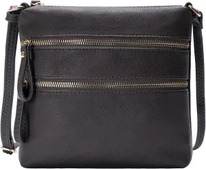 Solene Small Multi Zipper Pocket Crossbody Bag with Adjustable Strap, Lightweight Travel Purse, Daily Small Messenger Pouch