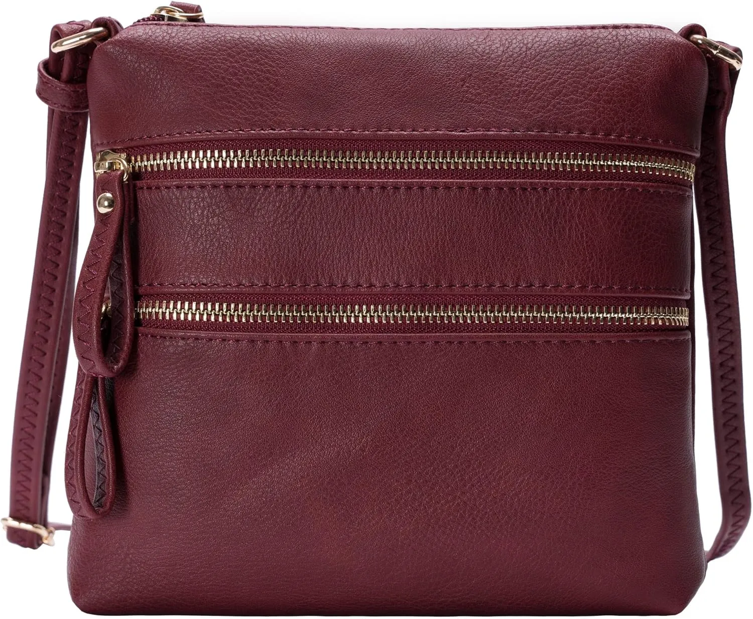 Solene Small Multi Zipper Pocket Crossbody Bag with Adjustable Strap, Lightweight Travel Purse, Daily Small Messenger Pouch