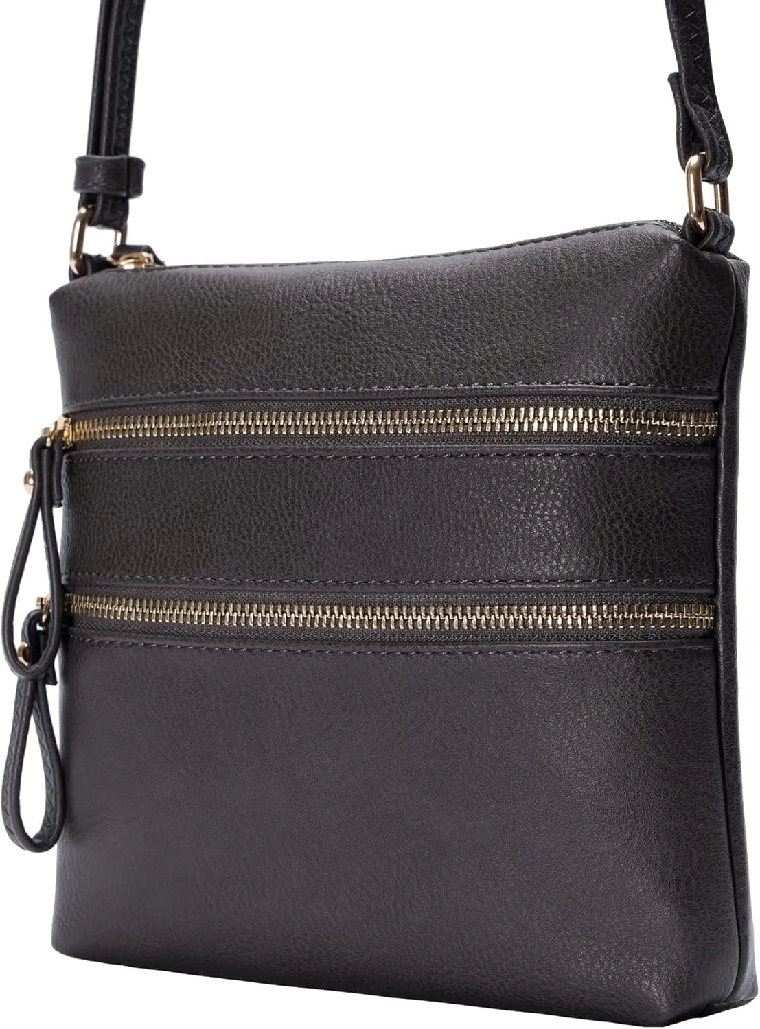 Solene Small Multi Zipper Pocket Crossbody Bag with Adjustable Strap, Lightweight Travel Purse, Daily Small Messenger Pouch